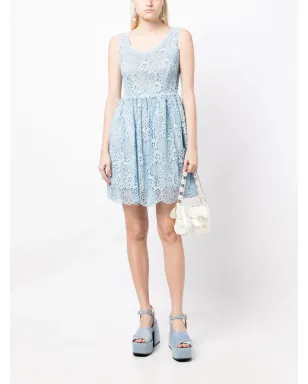 Miu Miu Pre-Owned レースノースリーブフレアドレス - Blue - サムネイル2
