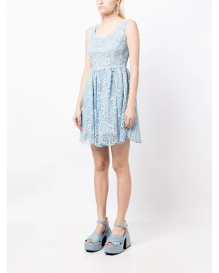 Miu Miu Pre-Owned レースノースリーブフレアドレス - Blue - サムネイル3