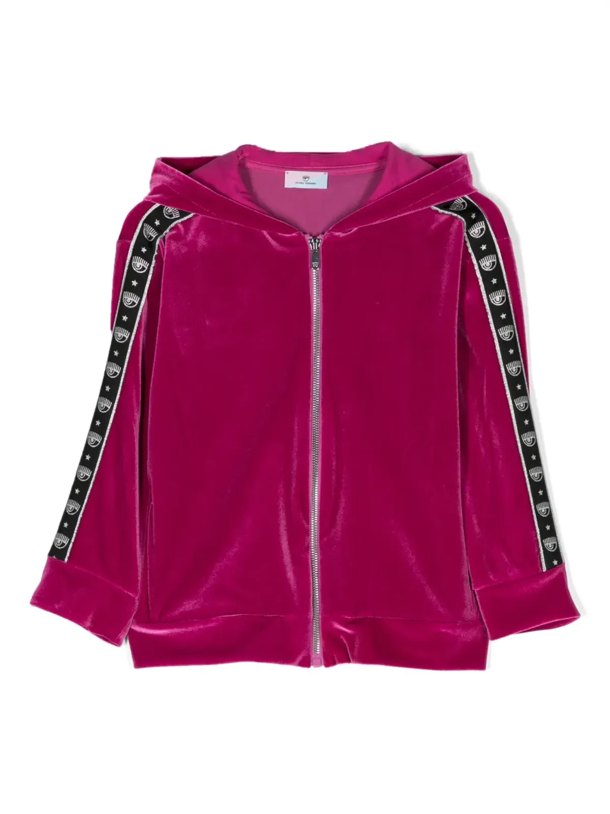 Chiara Ferragni Kids ロゴトリム ジップ付きフーディ - 画像1