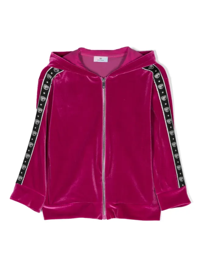 Chiara Ferragni Kids Chiara Ferragni Kids ロゴトリム ジップ付きフーディの商品画像