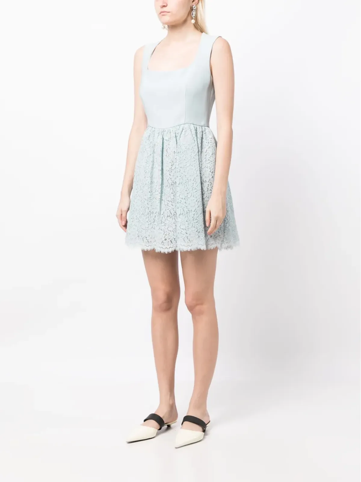 Miu Miu Pre-Owned lace-detailed A-line dress - Blue - 画像3