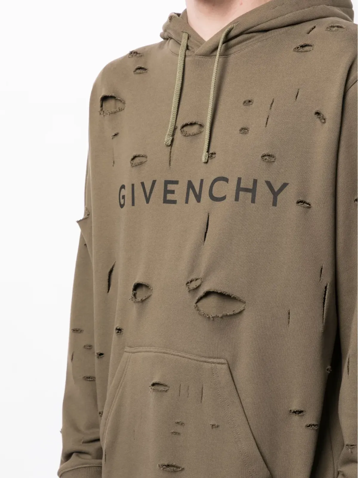 Givenchy ロゴプリント・ディストレストエフェクト フーディ ブラウン - 画像5