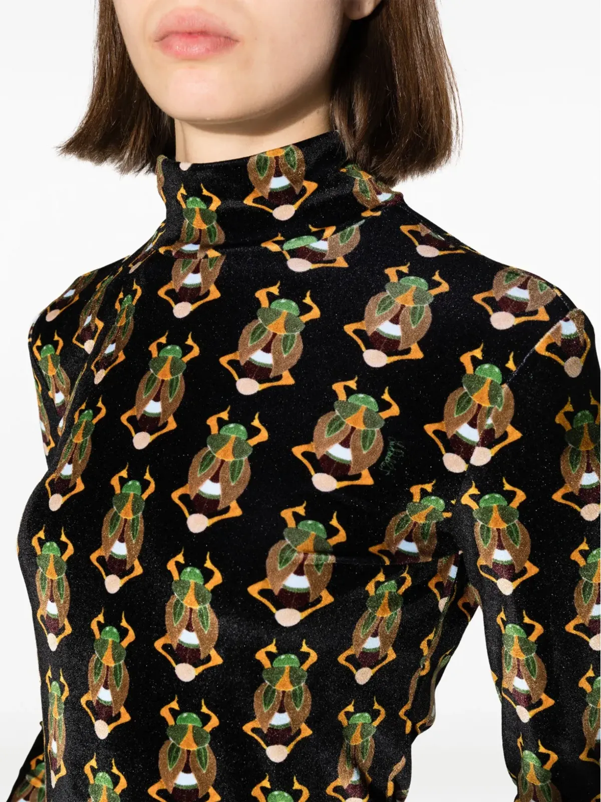 La DoubleJ スカラブモチーフベルベットTシャツ - 画像5