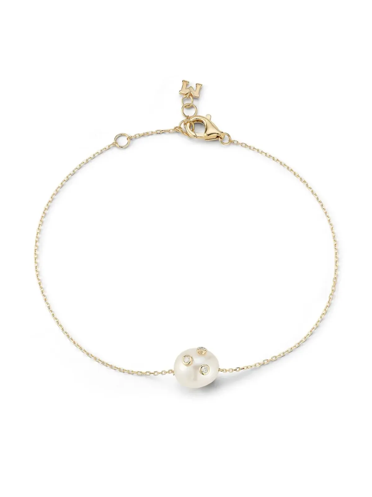 Mateo 14kt イエローゴールド バロックパール＆ダイヤモンド ブレスレット - 画像1
