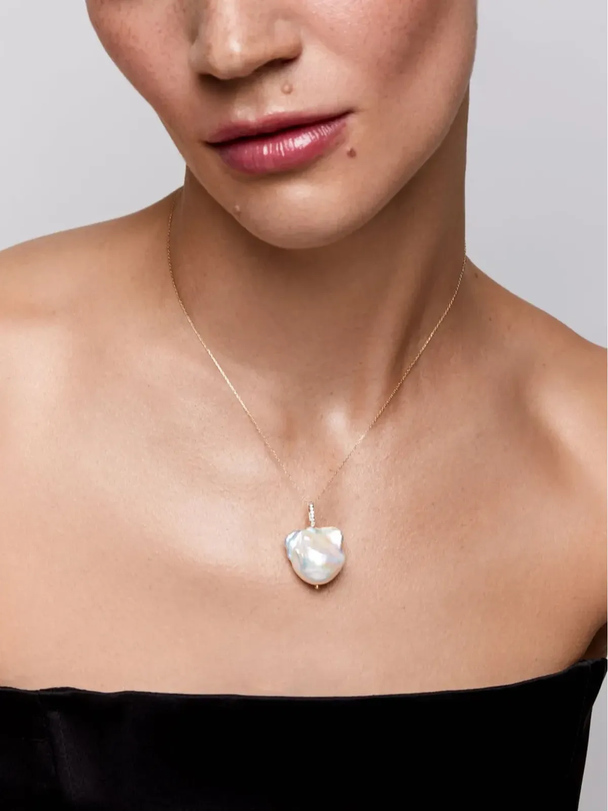 Mateo 14K イエローゴールド バロックパールとダイヤモンド ネックレス - 画像3