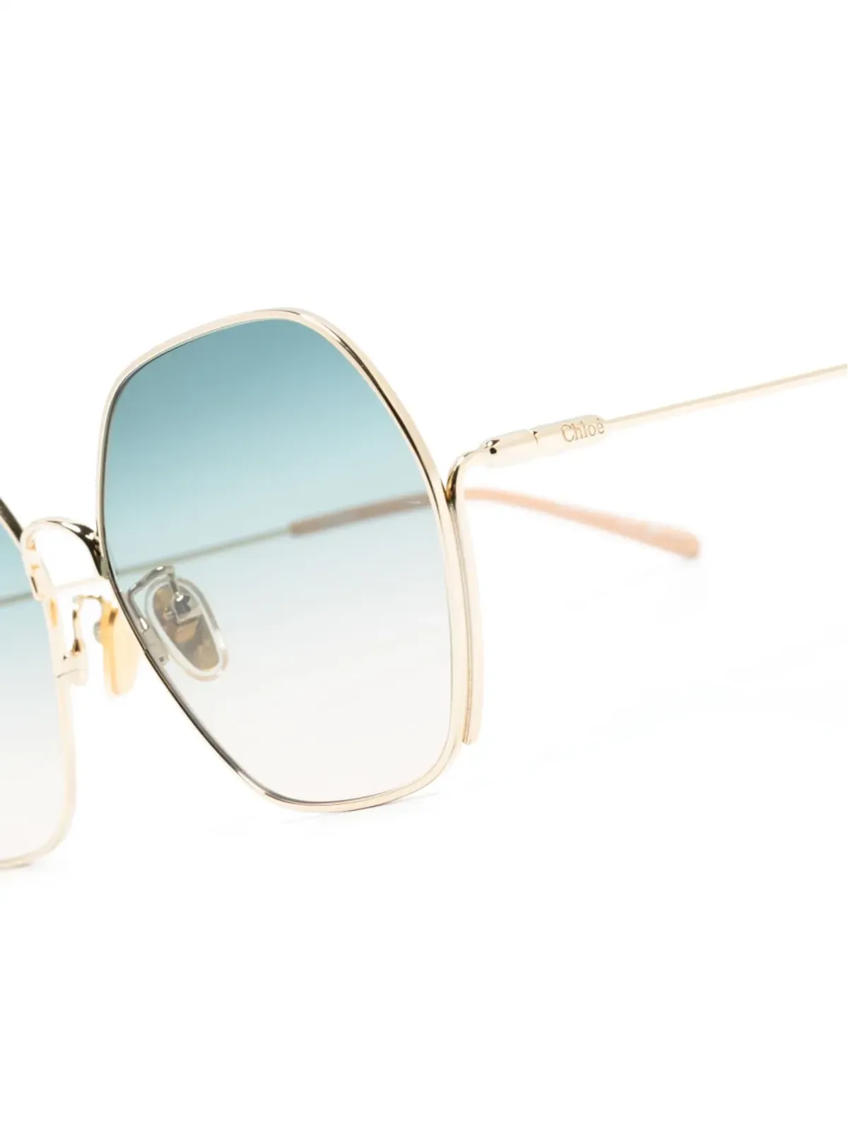 Chloé Eyewear オーバーサイズ六角形フレームサングラス - ゴールド - 画像3