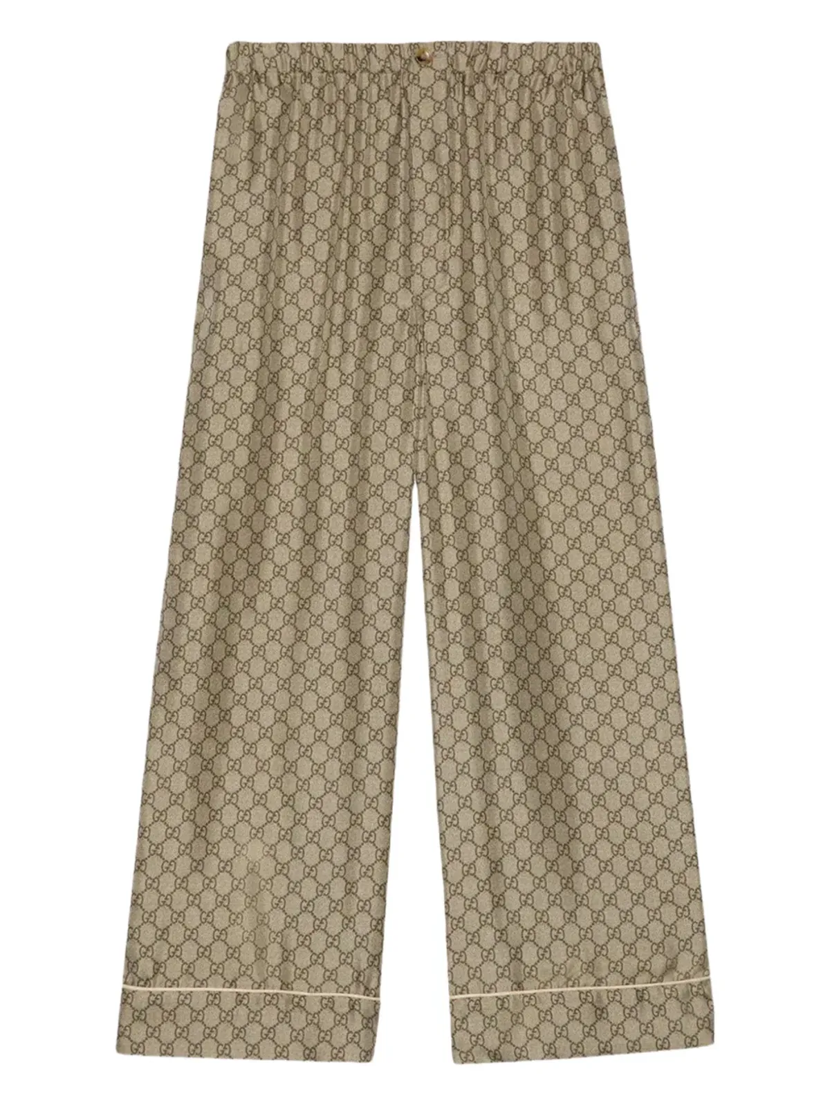 Gucci GG Supreme シルク パラッツォパンツ - ブラウン - 画像1