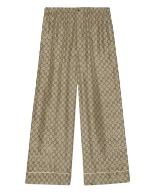 Gucci GG Supreme シルク パラッツォパンツ - ブラウン - サムネイル1