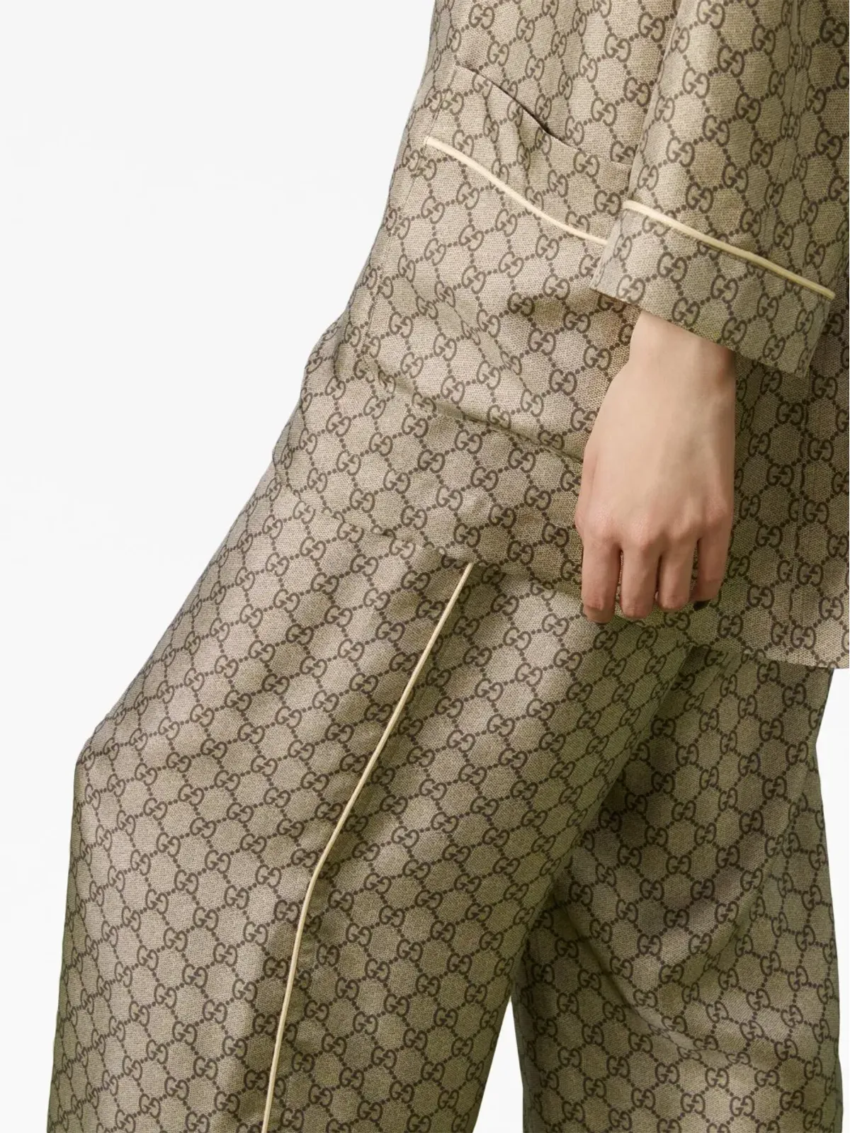 Gucci GG Supreme シルク パラッツォパンツ - ブラウン - 画像5