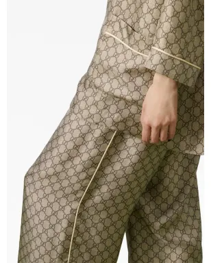 Gucci GG Supreme シルク パラッツォパンツ - ブラウン - サムネイル5