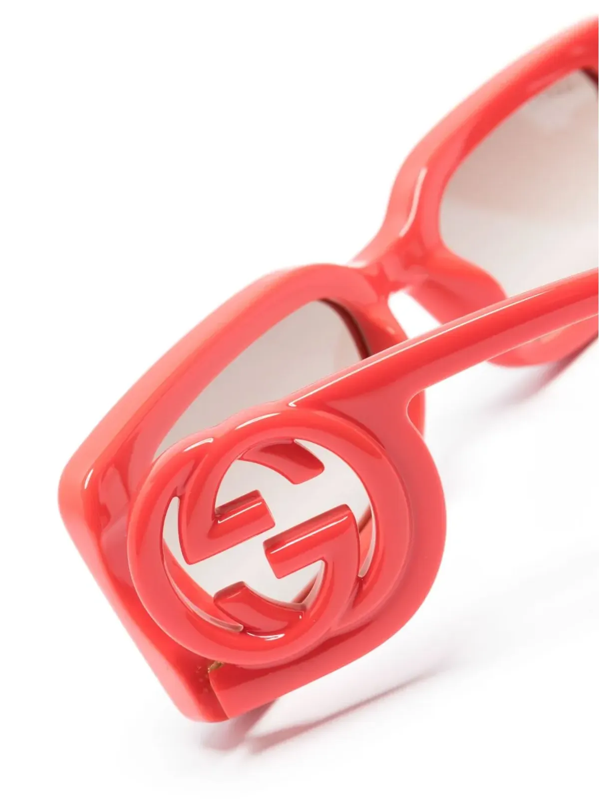 Gucci Eyewear Interlocking G rectangular-frame sunglasses - Red - 画像3