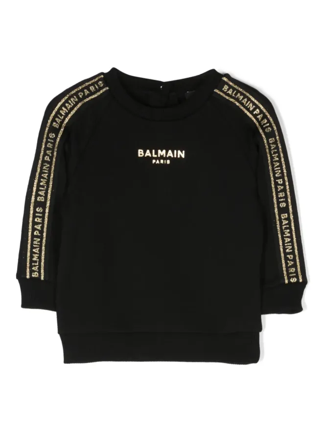 Balmain Kids Balmain Kids ロゴテープ付きクルーネックスウェット - ブラックの商品画像