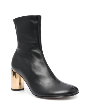 Lanvin 75mmラウンドトゥ レザー ブーツ - ブラック - サムネイル2