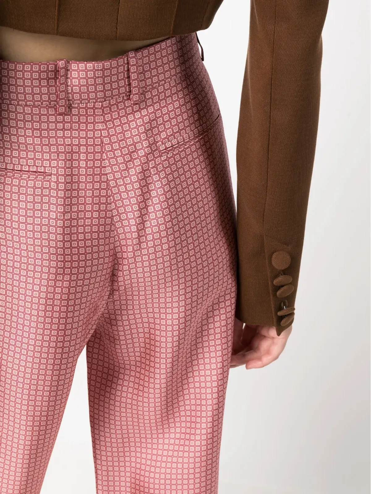 Lanvin 幾何学柄プリントのワイドレッグシルクパンツ - ピンク - 画像5