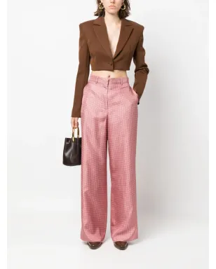 Lanvin 幾何学柄プリントのワイドレッグシルクパンツ - ピンク - サムネイル2