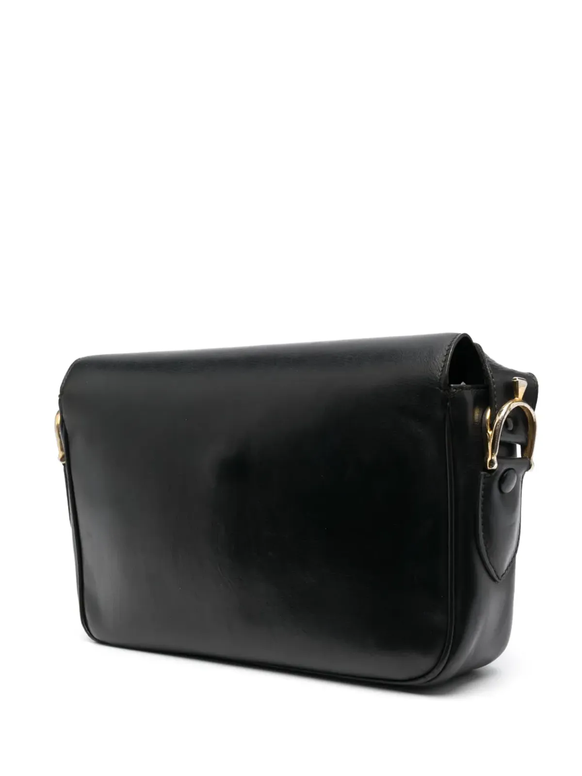 Celine Vintage 1970年代 ホースビットディテール レザー ショルダーバッグ ブラック - 画像3