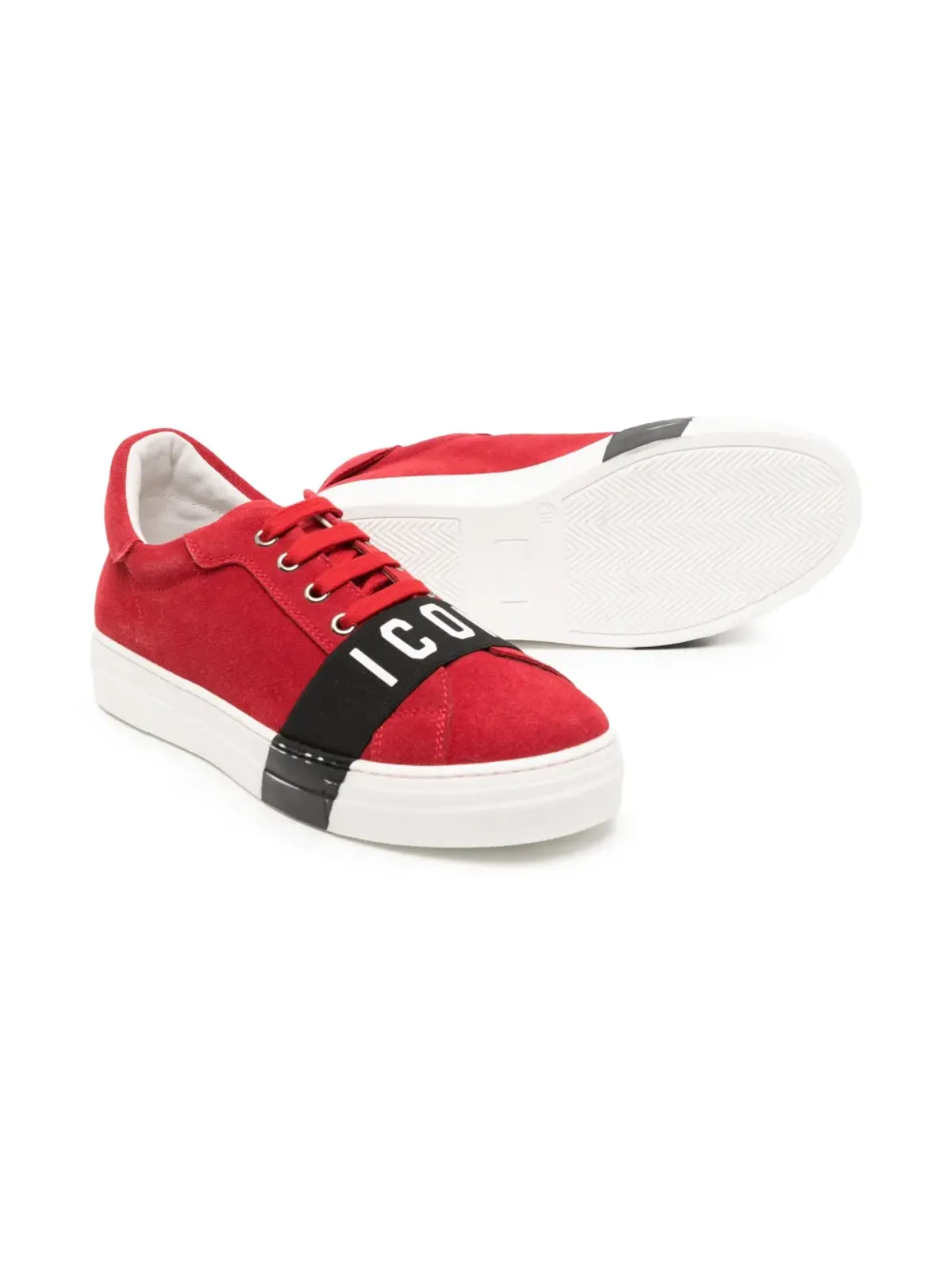 DSQUARED2 KIDS アイコンストライプ スエード スニーカー - 画像2