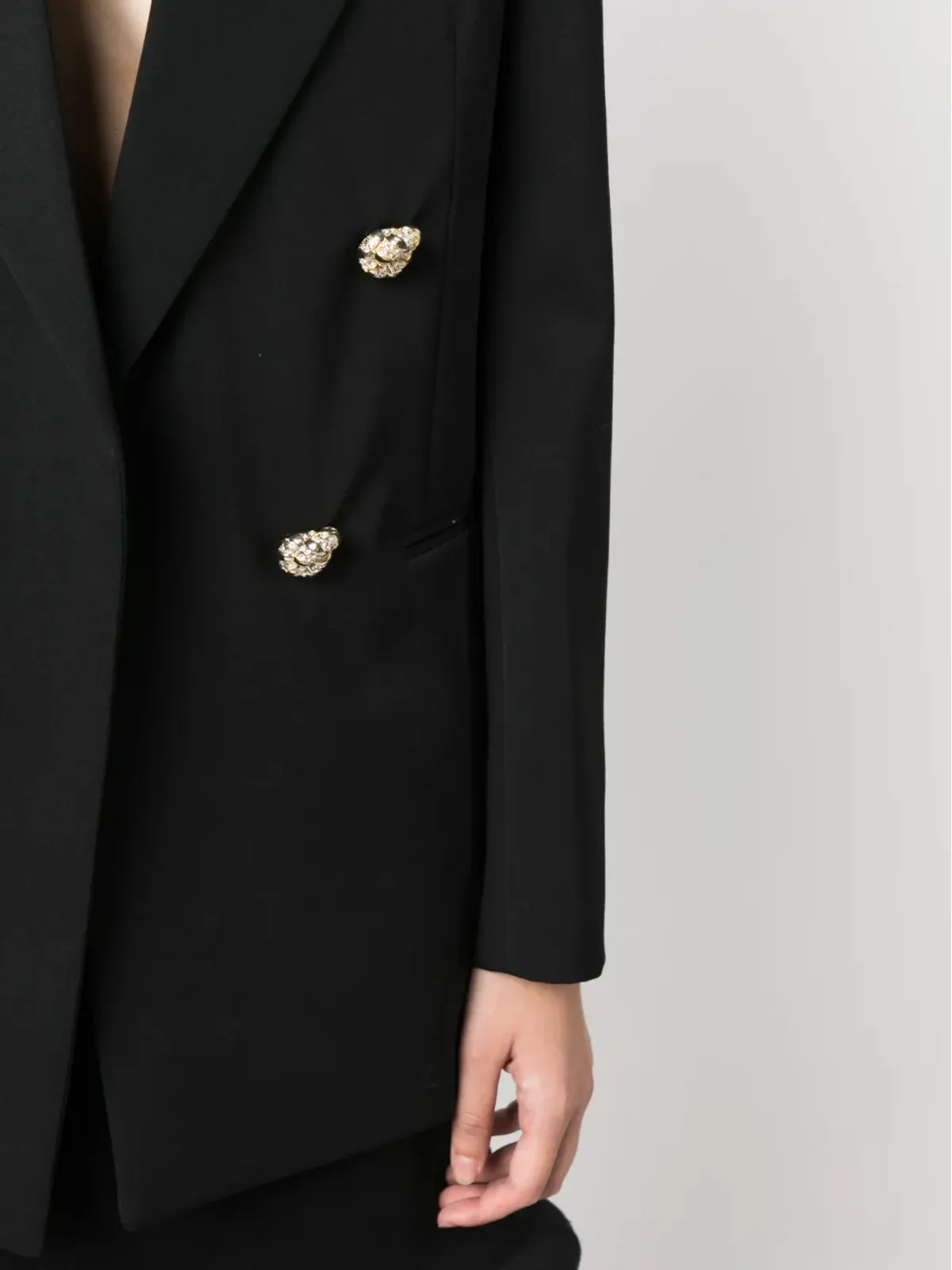 Lanvin ジュエルボタン装飾オープンフロントブレザー（ブラック） - 画像5