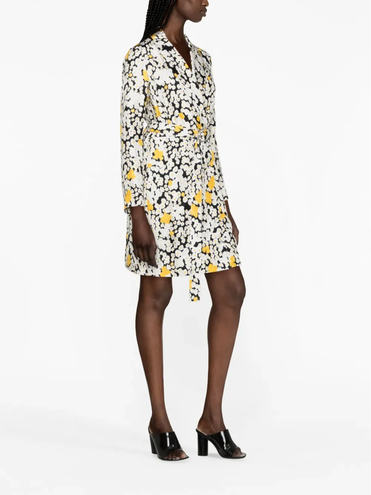 Lanvin 花柄プリント ベルト付きラップドレス（ホワイト） - 画像4