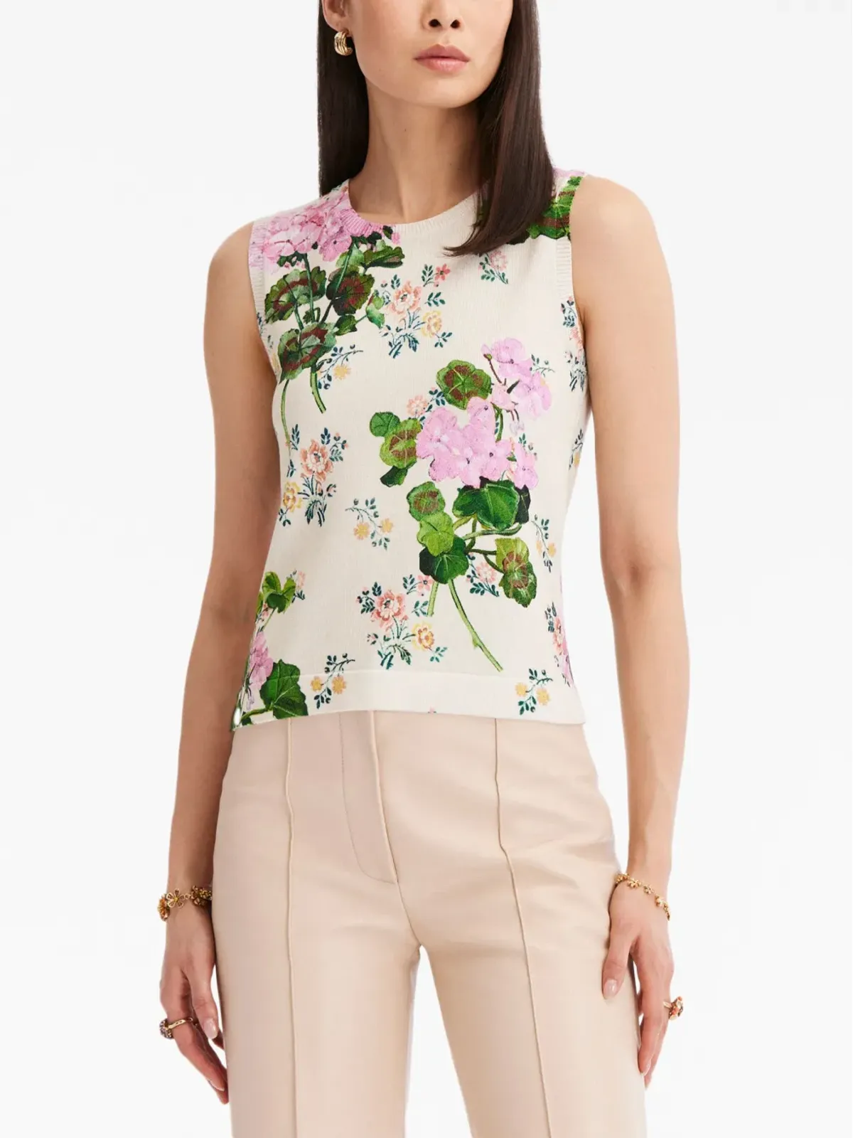 Oscar de la Renta ゲラニウム柄タンクトップ - 画像3