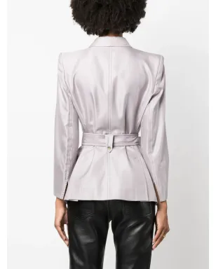 Saint Laurent Pre-Owned ベルト付き ダブルブレスト ブレザー - パープル - サムネイル4