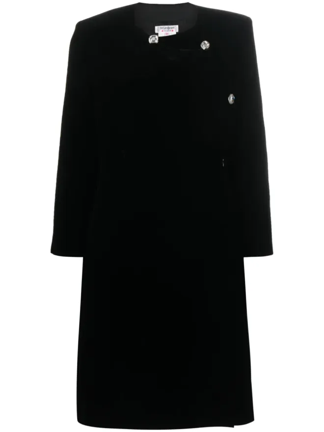 Saint Laurent Pre-Owned Saint Laurent Pre-Owned 1990年代ベルベット長袖ドレス - ブラックの商品画像