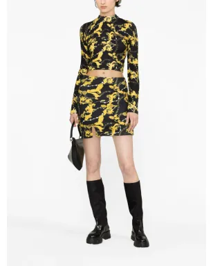 Versace Jeans Couture チェーン・クチュールプリント クロップドジャンパー ブラック - サムネイル2