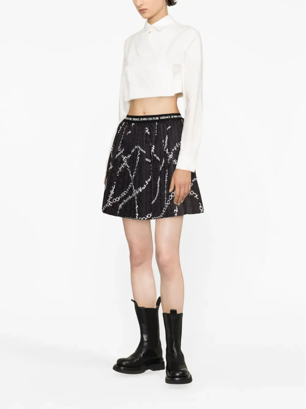 Versace Jeans Couture チェーンリンク柄プリーツスカート - 画像3