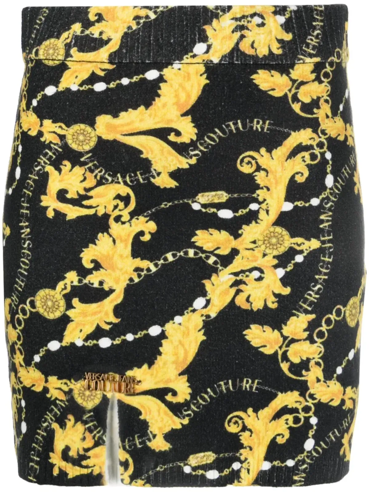 Versace Jeans Couture Chain Couture-print knitted miniskirt - Black - 画像1