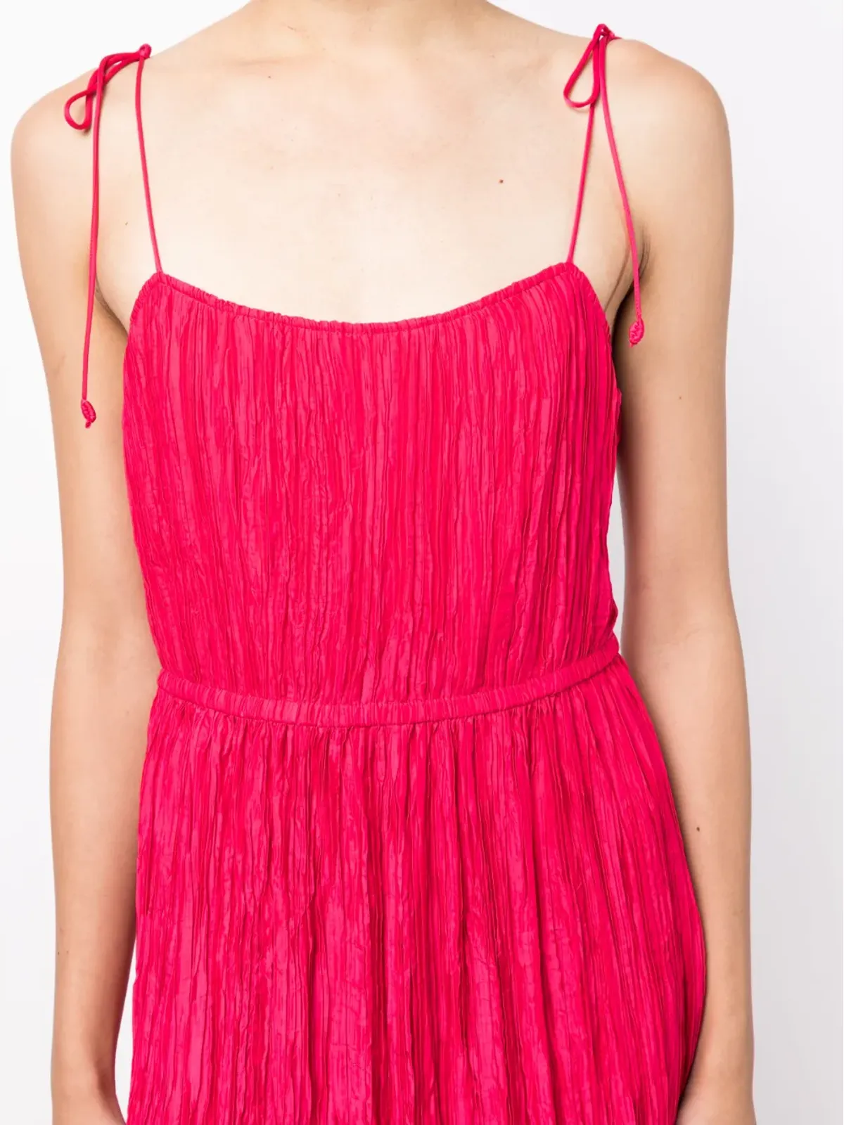 Ulla Johnson ピンクのシャーリング付きタイストラップ マキシドレス - 画像5