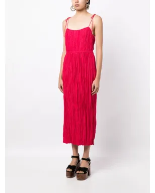 Ulla Johnson ピンクのシャーリング付きタイストラップ マキシドレス - サムネイル3