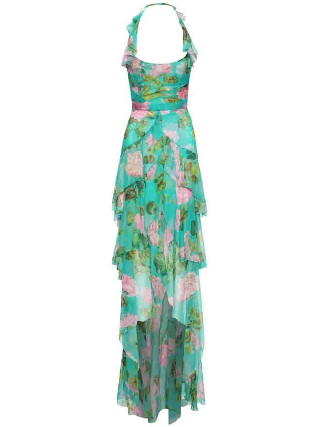 Oscar de la Renta Oscar de la Renta オスカー・デ・ラ・レンタ ジェラニウム柄フリル付きシフォンガウンの商品画像