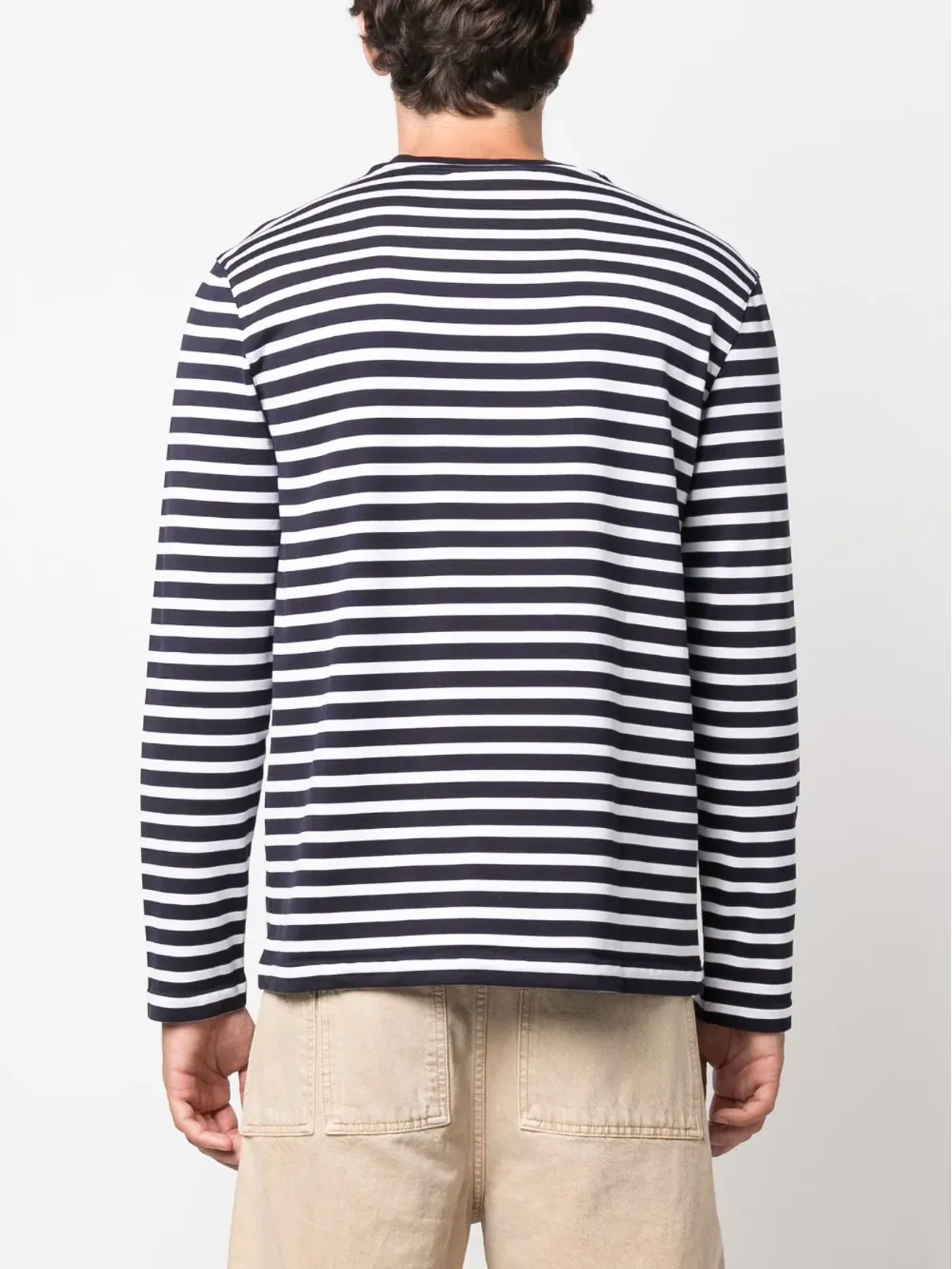 Maison Kitsuné キツネモチーフのストライプコットンTシャツ - 画像4
