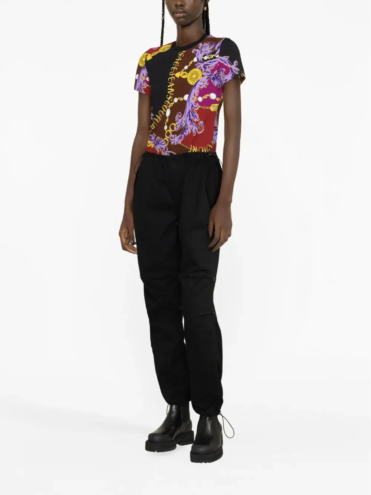 Versace Jeans Couture バロック柄コットンTシャツ - 画像2