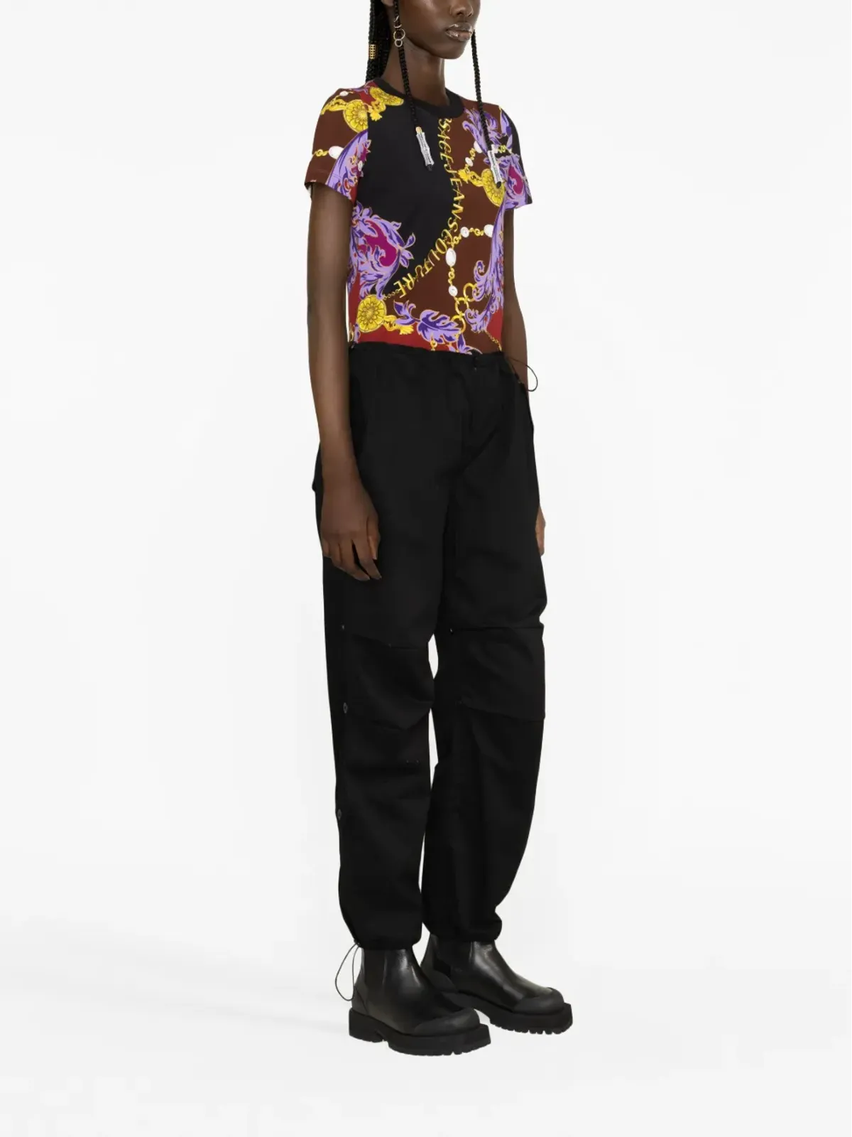 Versace Jeans Couture バロック柄コットンTシャツ - 画像3