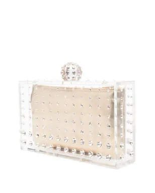 Aquazzura クリスタル装飾透明クラッチ - ゴールド - サムネイル4
