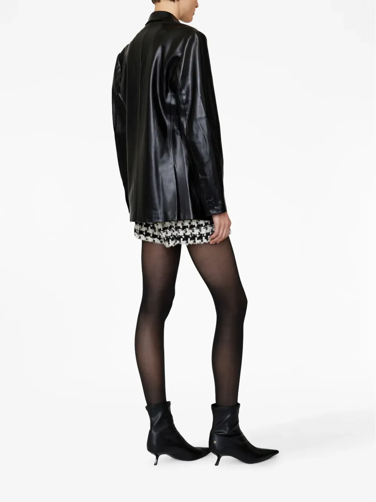 ANINE BING Lyle houndstooth shorts - Black - 画像3