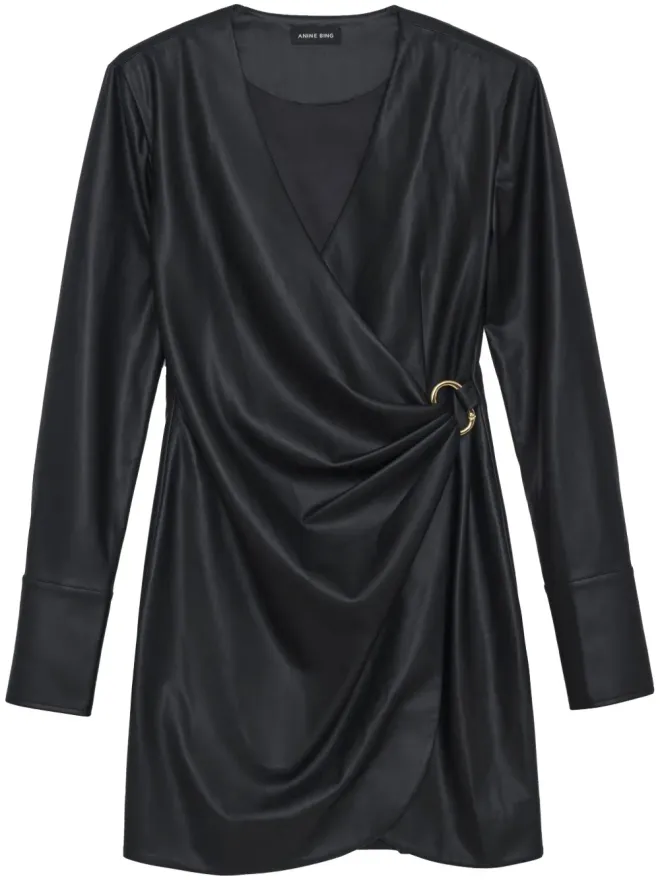 ANINE BING ANINE BING ジョーイ フェイクレザー ラップミニドレス（ブラック）の商品画像