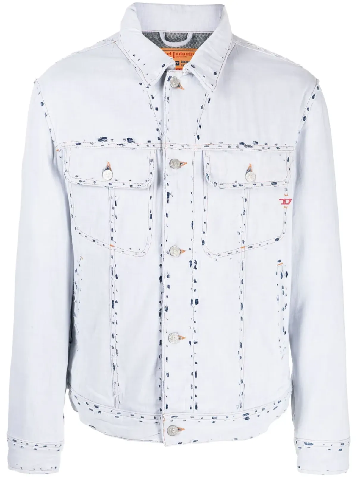 Diesel D-Barcy リップドデニムジャケット ブルー - 画像1