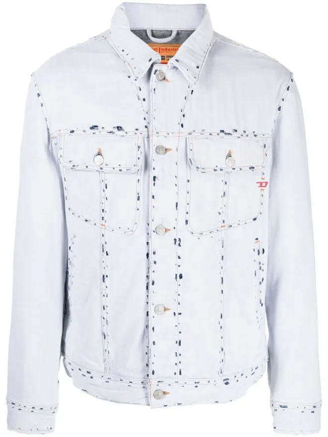 Diesel Diesel D-Barcy リップドデニムジャケット ブルーの商品画像