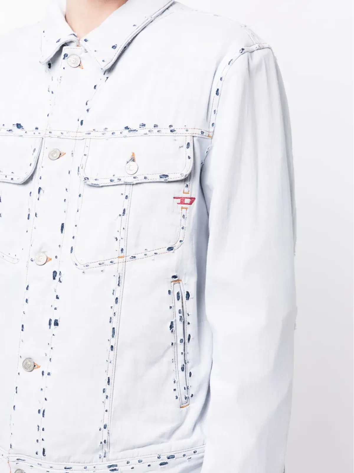 Diesel D-Barcy リップドデニムジャケット ブルー - 画像5