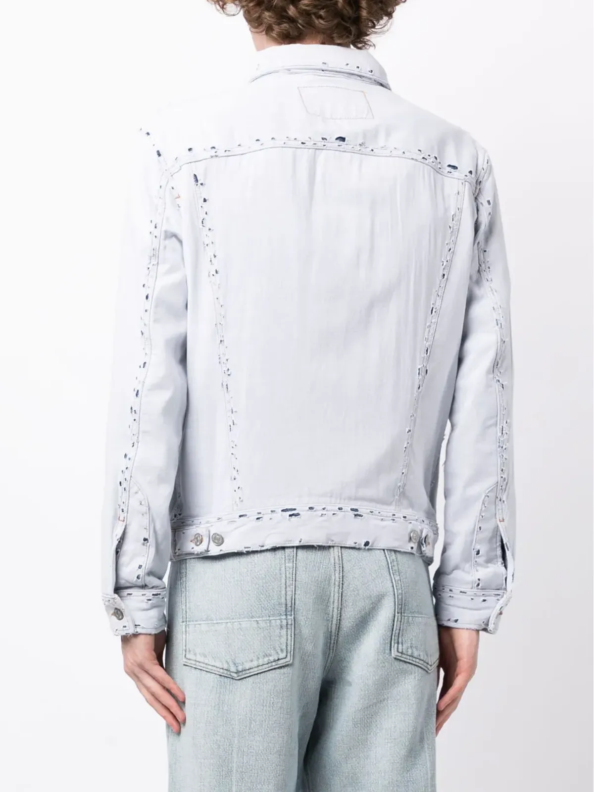 Diesel D-Barcy リップドデニムジャケット ブルー - 画像4