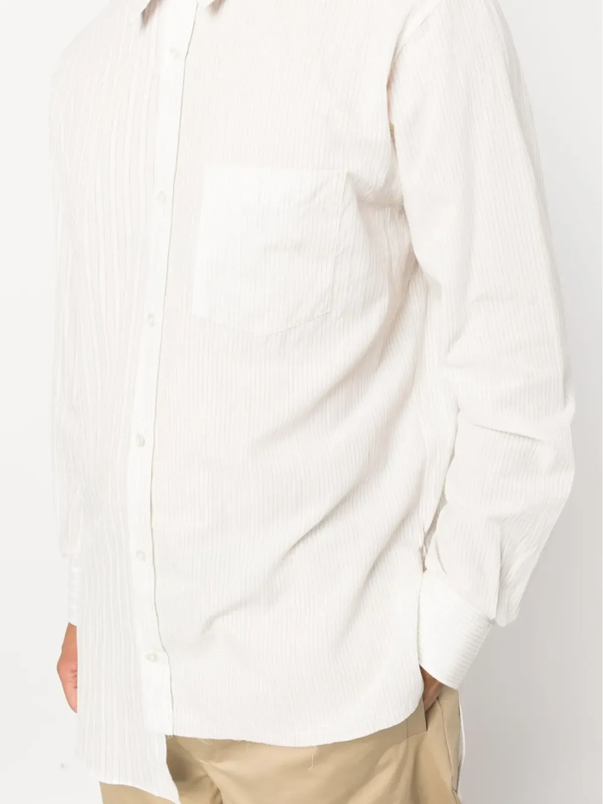 Lanvin ストライプ柄 アシンメトリーヘム シャツ - 画像5