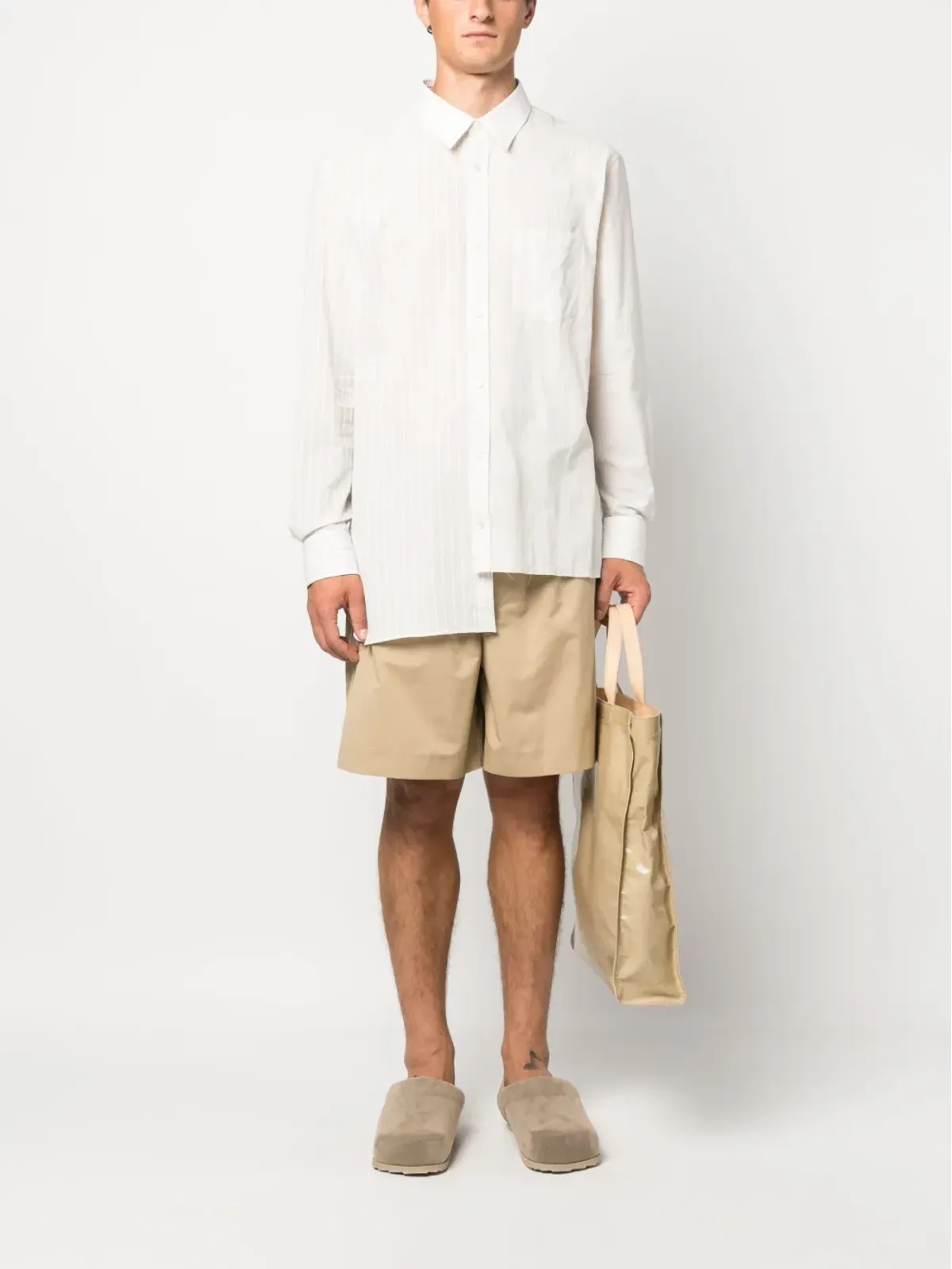 Lanvin ストライプ柄 アシンメトリーヘム シャツ - 画像2