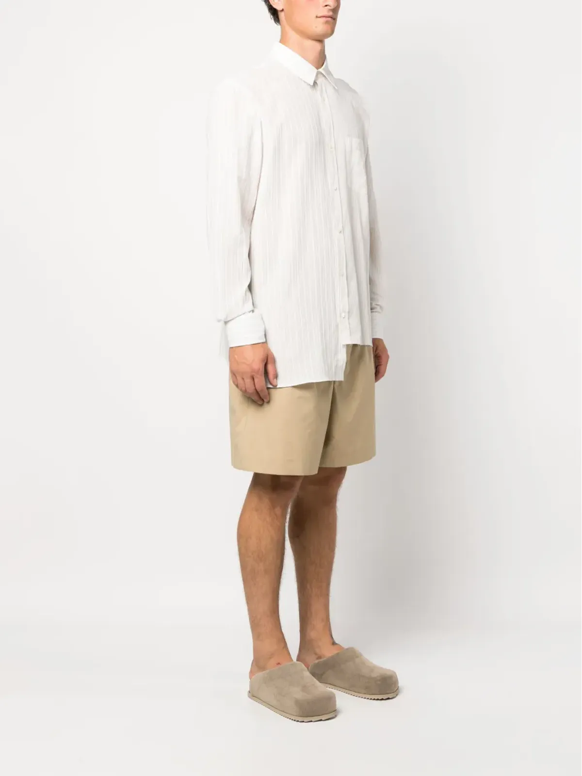 Lanvin ストライプ柄 アシンメトリーヘム シャツ - 画像3