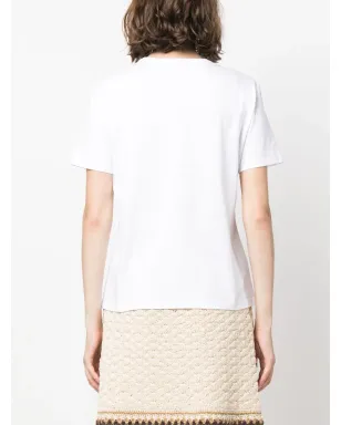 Tory Burch ロゴパッチコットンTシャツ ホワイト - サムネイル4