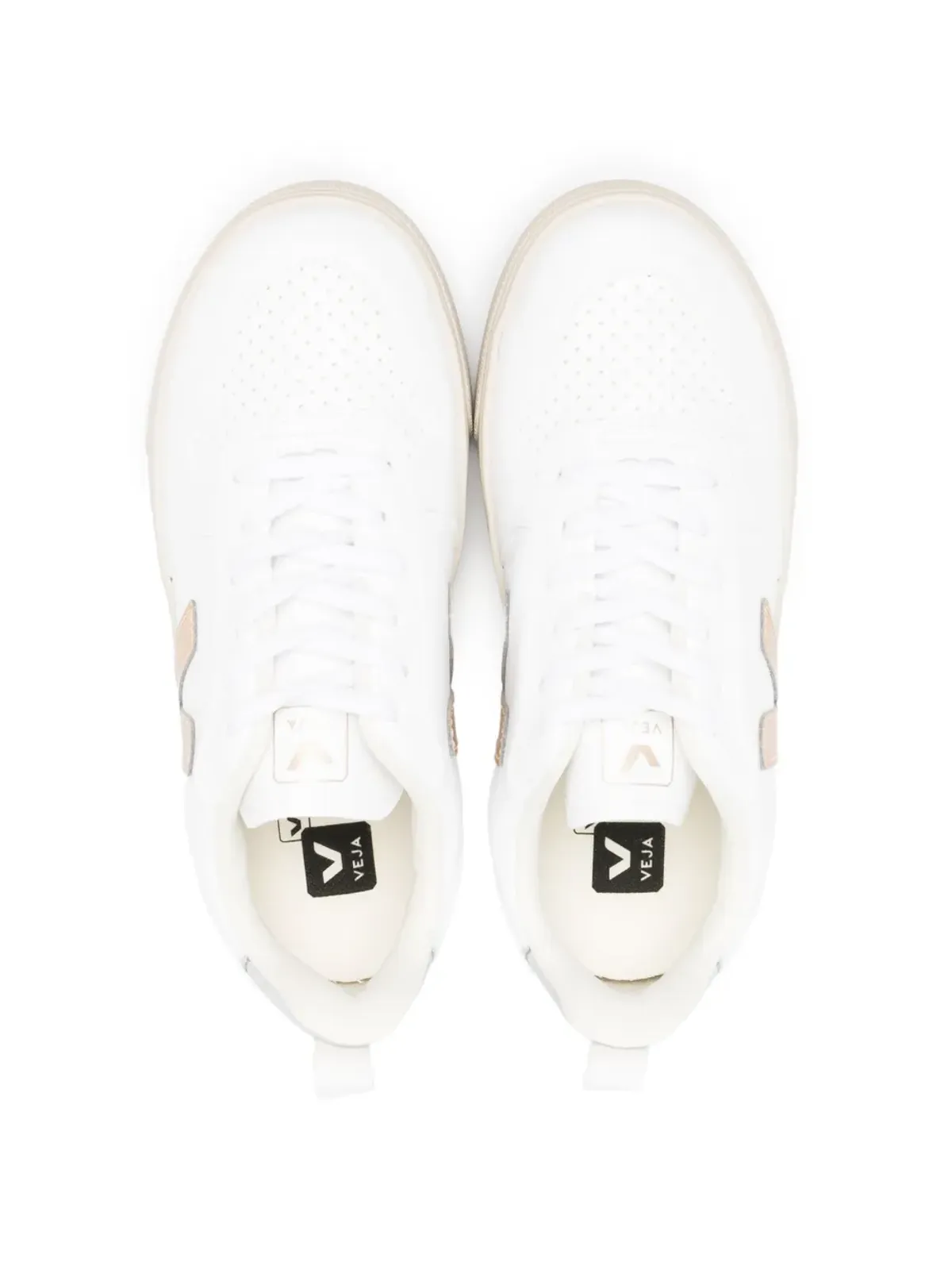 VEJA Kids ロゴパッチ ロー・トップ レザー スニーカー - ホワイト - 画像3