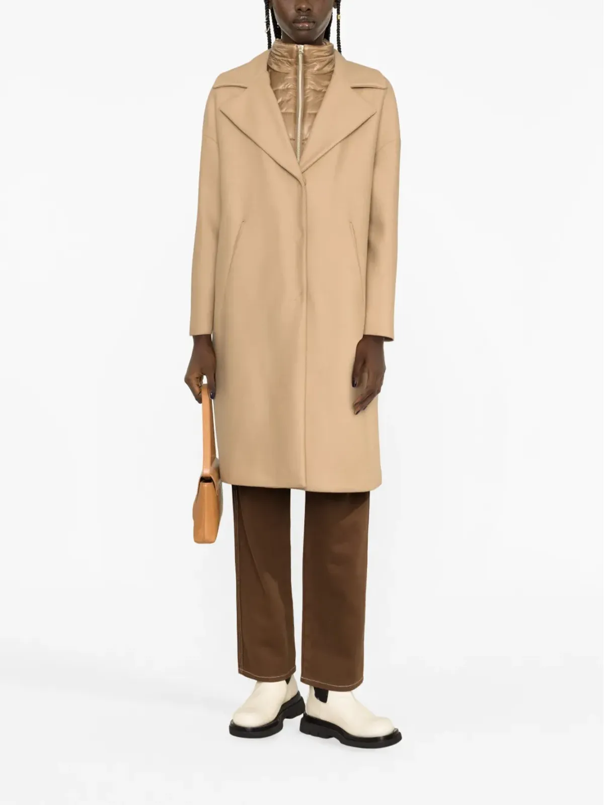 Herno パッド入りカラーのシングルブレストコート - 画像2