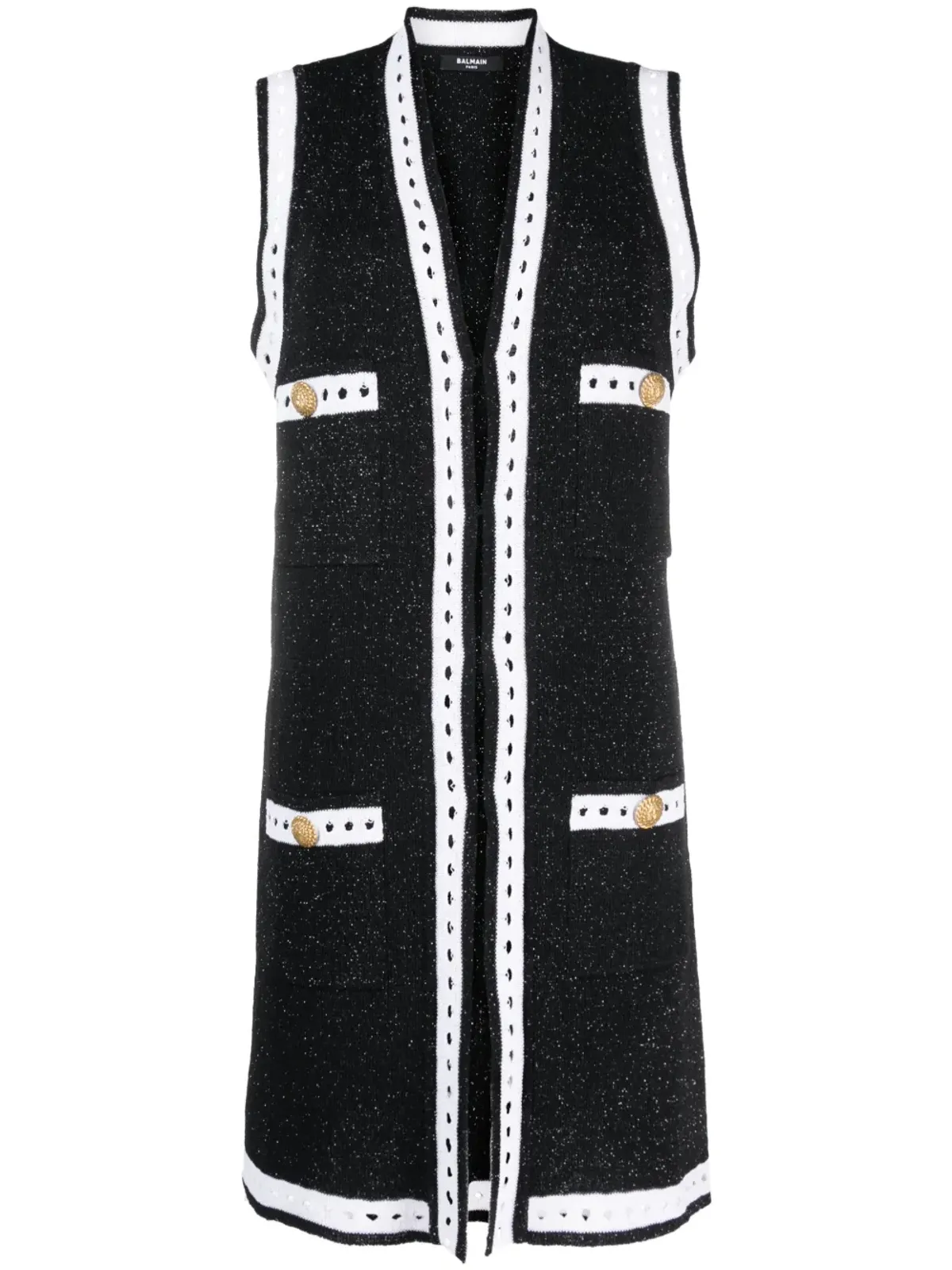 Balmain コントラストボーダーVネック カーディガン - 画像1