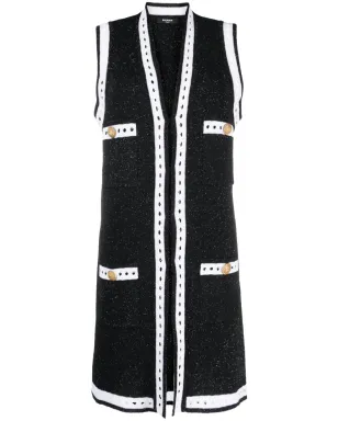 Balmain コントラストボーダーVネック カーディガン - サムネイル1